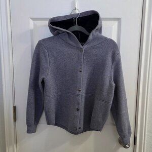 Pre-Loved Gray Hooded Cardigan with Snap Buttons